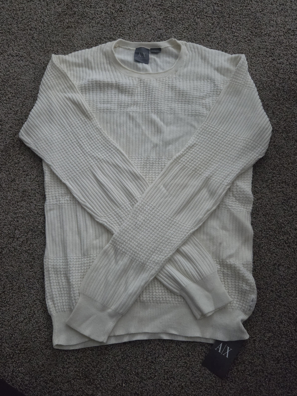 A/X Armani Exchange Ivory Textured Crewneck Sweater